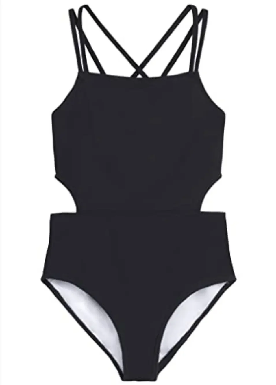 Kanu Surf Girls Beach Girl Sport Cut-Out one Piece Swimsuit Black, 12